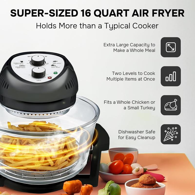 Granitestone 16 Quart Extra Large Oil-Less Air Fryer - Healthier, Crispier Cooking