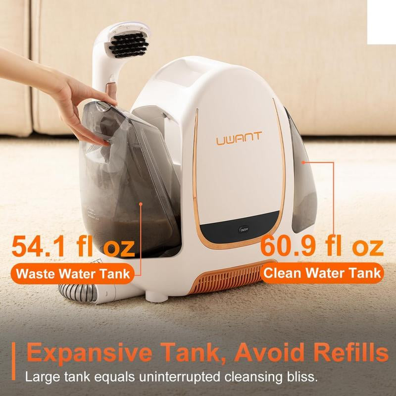 Uwant-Portable Carpet Cleaner, 12Kpa Powerful Suction Stain Remover with Self Cleaning Feature, Lightweight Carpet Shampooer for Deep Cleaning Couchs, Sofas, Car Seats and Pet Satins, B100-A