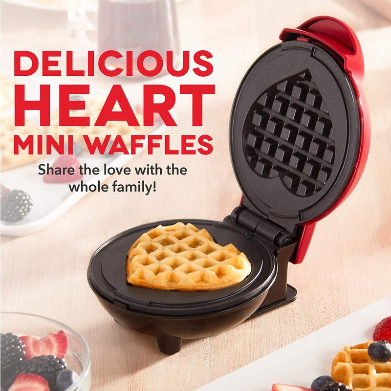 Multi Functional Mini Heart-Shaped Waffle Maker, Double-Sided Heated Breakfast Toaster, Portable Baking Machine Non-Stick Surface Hash Brown