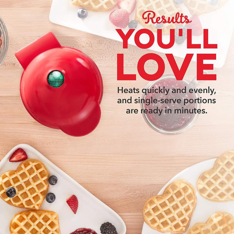 Multi Functional Mini Heart-Shaped Waffle Maker, Double-Sided Heated Breakfast Toaster, Portable Baking Machine Non-Stick Surface Hash Brown