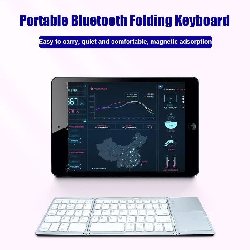 Wireless Folding Keyboard Bluetooth Keyboard with Touchpad for Windows, Android, Ios,Phone,Multi-Function Button Mini Keyboard