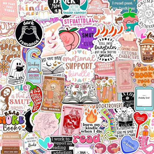 120 PCS Book Stickers for Kindle, Smut Sticker Pack for Readers Spicy Bookish Booktok Vinyl Decals for Laptop IPAD Ebook Reader Water Bottle