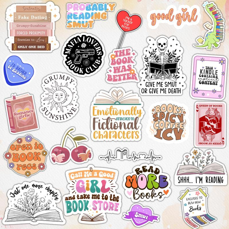 120 PCS Book Stickers for Kindle, Smut Sticker Pack for Readers Spicy Bookish Booktok Vinyl Decals for Laptop IPAD Ebook Reader Water Bottle