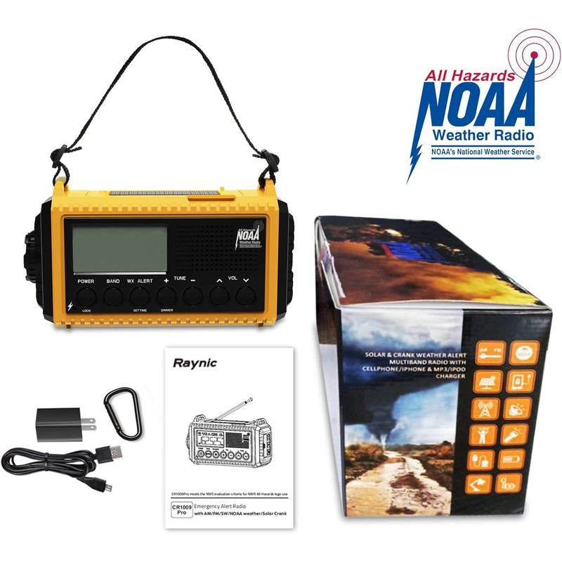 Emergency Radio, 5000Mah/18500Mwh Weather Radio, Solar Hand Crank Radio with AM/FM/SW/NOAA Alert, Cell Phone Charger, Headphone Jack, Flashlight and SOS Siren Audio Emergency Preparedness