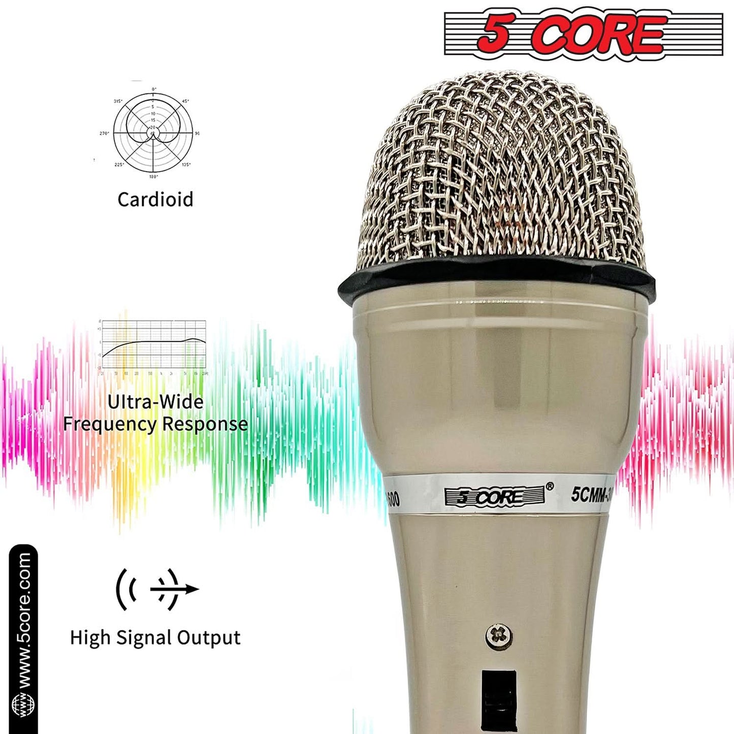 5Core XLR Microphone Dynamic Mic Karaoke Singing Studio Mics Handheld Microfono