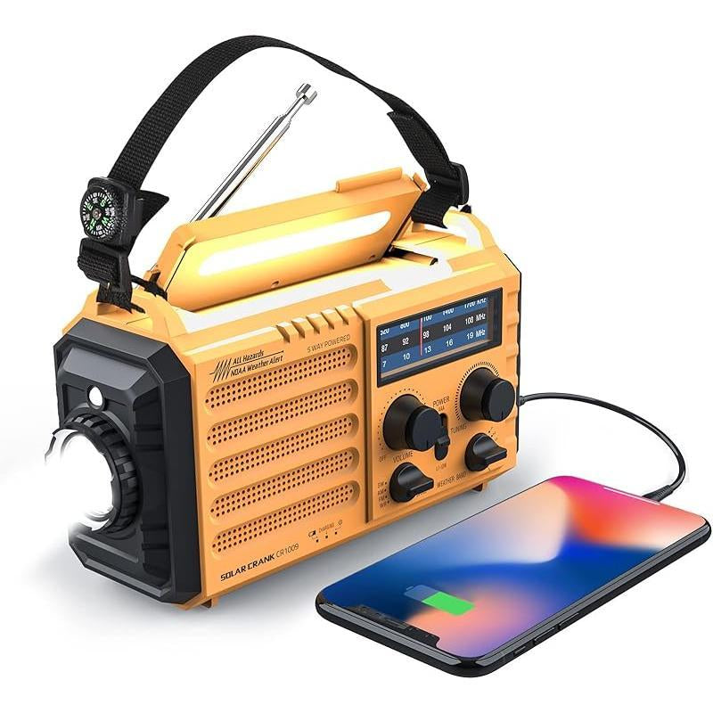 Emergency Radio, 5000Mah/18500Mwh Weather Radio, Solar Hand Crank Radio with AM/FM/SW/NOAA Alert, Cell Phone Charger, Headphone Jack, Flashlight and SOS Siren Audio Emergency Preparedness