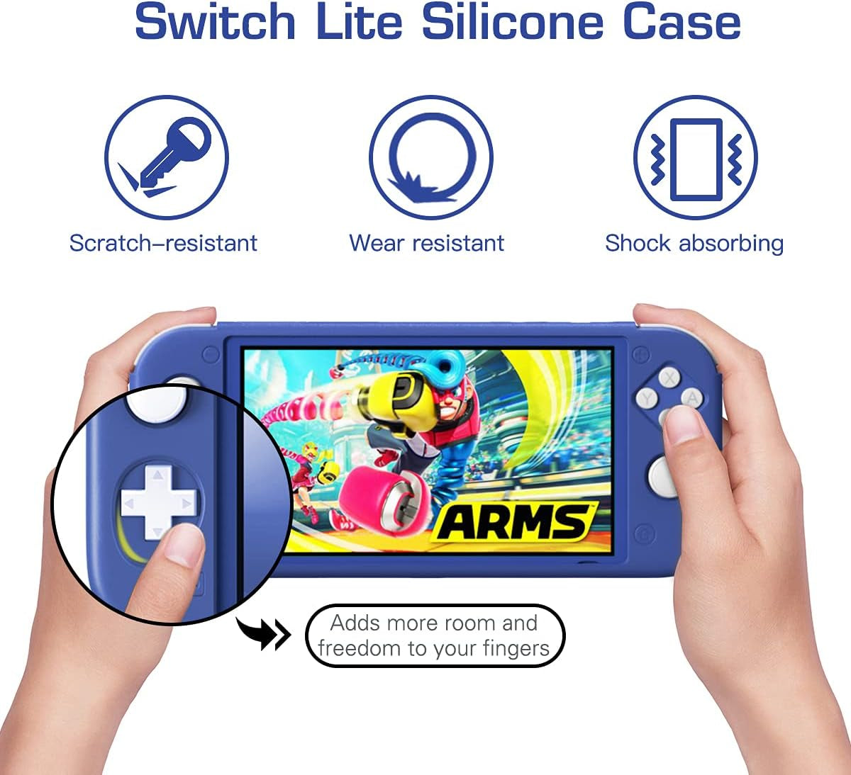 Protective Case for Switch Lite, Silicone Case Protective Rubber Cover Case, Shock-Absorption Anti-Scratch Non-Slip Case Compatible with Switch Lite Console - Blue