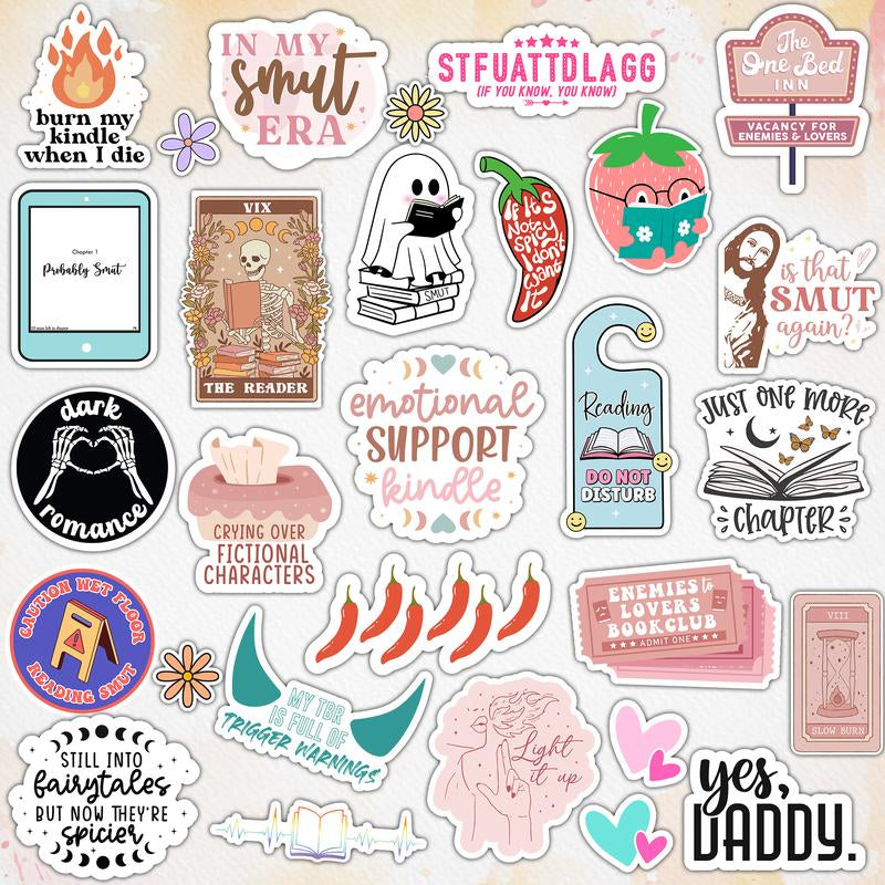 120 PCS Book Stickers for Kindle, Smut Sticker Pack for Readers Spicy Bookish Booktok Vinyl Decals for Laptop IPAD Ebook Reader Water Bottle