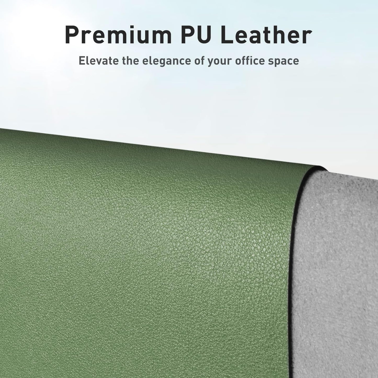 Leather Desk Pad Protector, Mouse Pad, Office Desk Mat, Non-Slip PU Leather Desk Blotter, Laptop Desk Pad, Waterproof Desk Writing Pad for Office and Home (31.5" X 15.7",Olive Green)