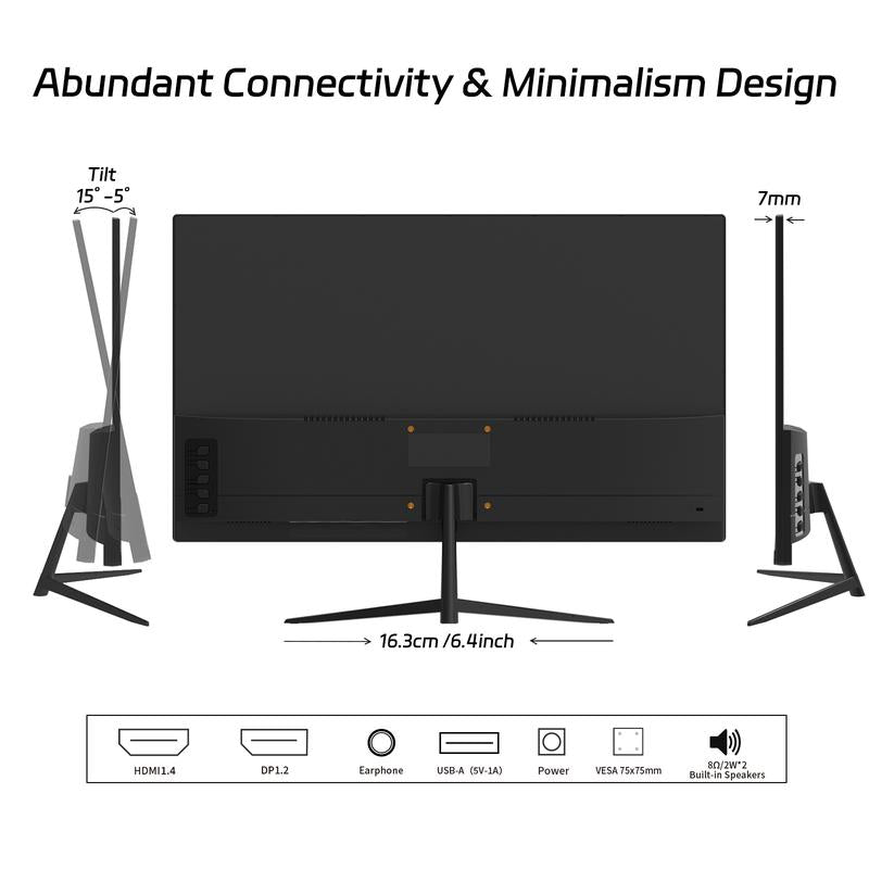 24'' 165Hz 1080P Gaming Monitor - IPS, Freesync, HDMI, VESA, Tilt Adjustable, Frameless, Speakers 165Hz Monitor Gaming Monitors Display Borderless