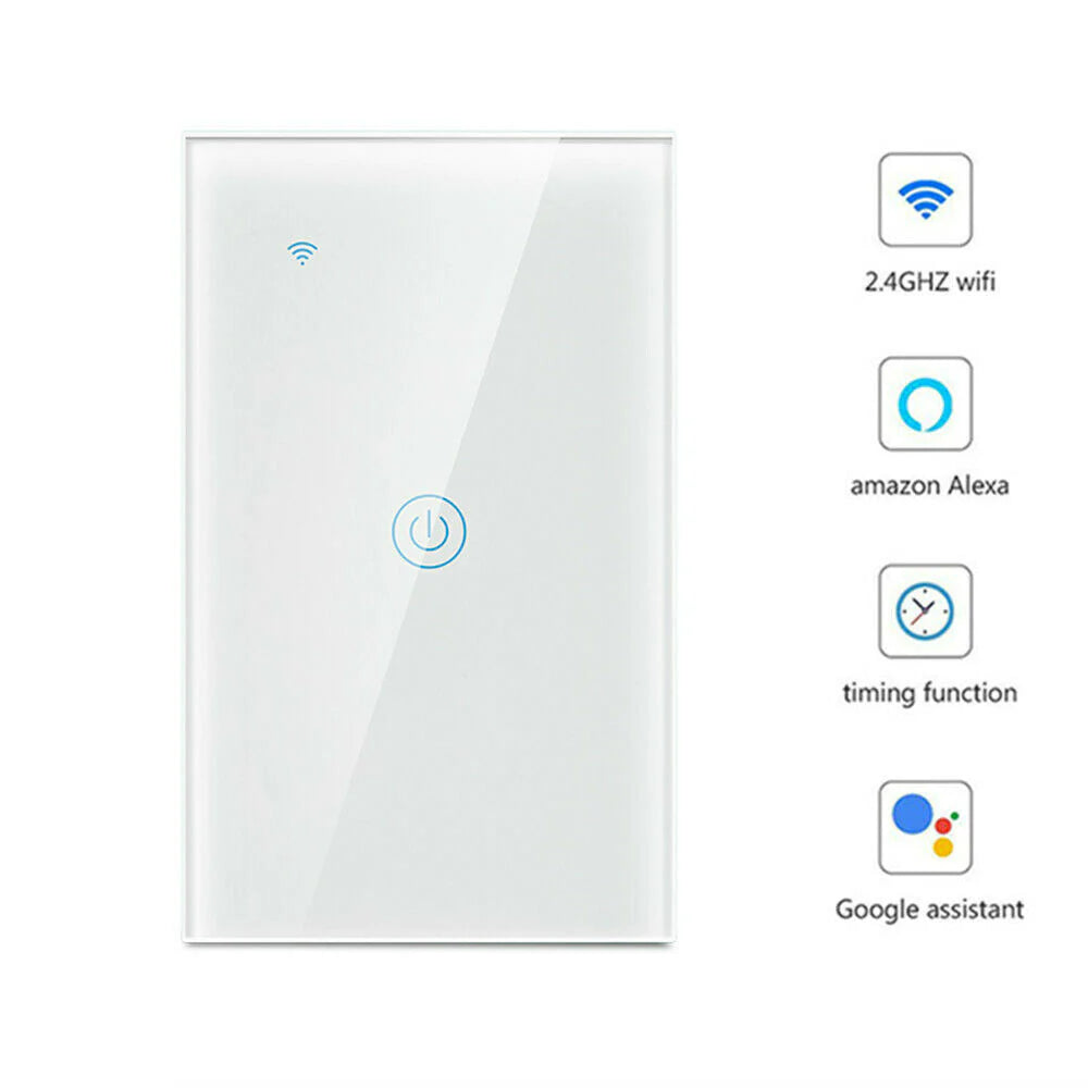 1/2/3/4 Gang Wifi Smart Wall Touch Light Switch Glass Panel for Alexa/Google APP